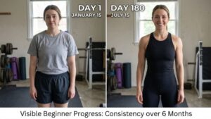 Real before-and-after progress of a beginner showing visible transformation