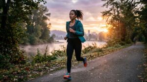 Person doing early morning cardio at home or outdoors