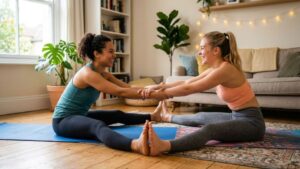 fun partner yoga for muscle recovery and better sleep