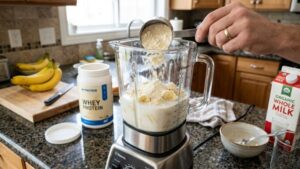 Preparing a simple protein shake at home
