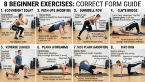 Step-by-step beginner home exercises demonstration