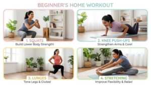 full body home workout for women 30 day fitness challenge at home collage