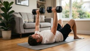 Dumbbell floor press at home for middle chest