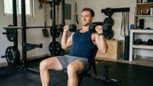 Incline dumbbell press for upper chest at home gym