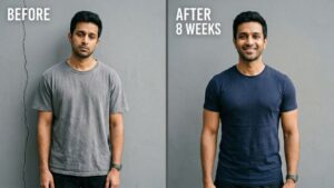 Chest transformation before and after 8 weeks of best chest exercises