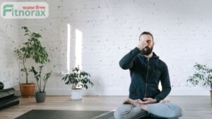 man doing pranayama meditation